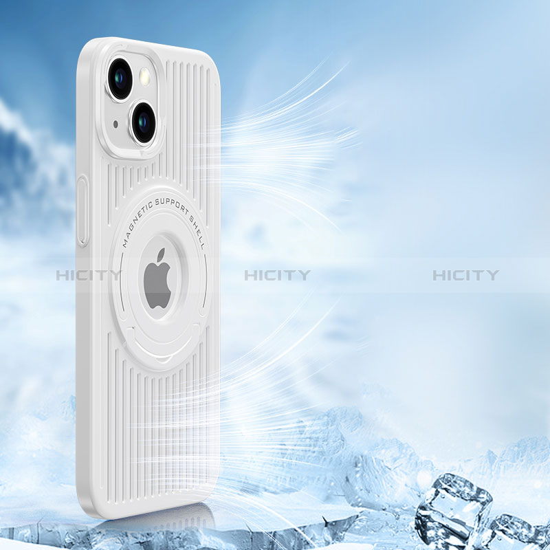 Custodia Silicone Ultra Sottile Morbida Cover con Mag-Safe Magnetic AC1 per Apple iPhone 13 Bianco