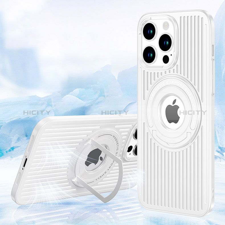 Custodia Silicone Ultra Sottile Morbida Cover con Mag-Safe Magnetic AC1 per Apple iPhone 13 Pro Max Bianco