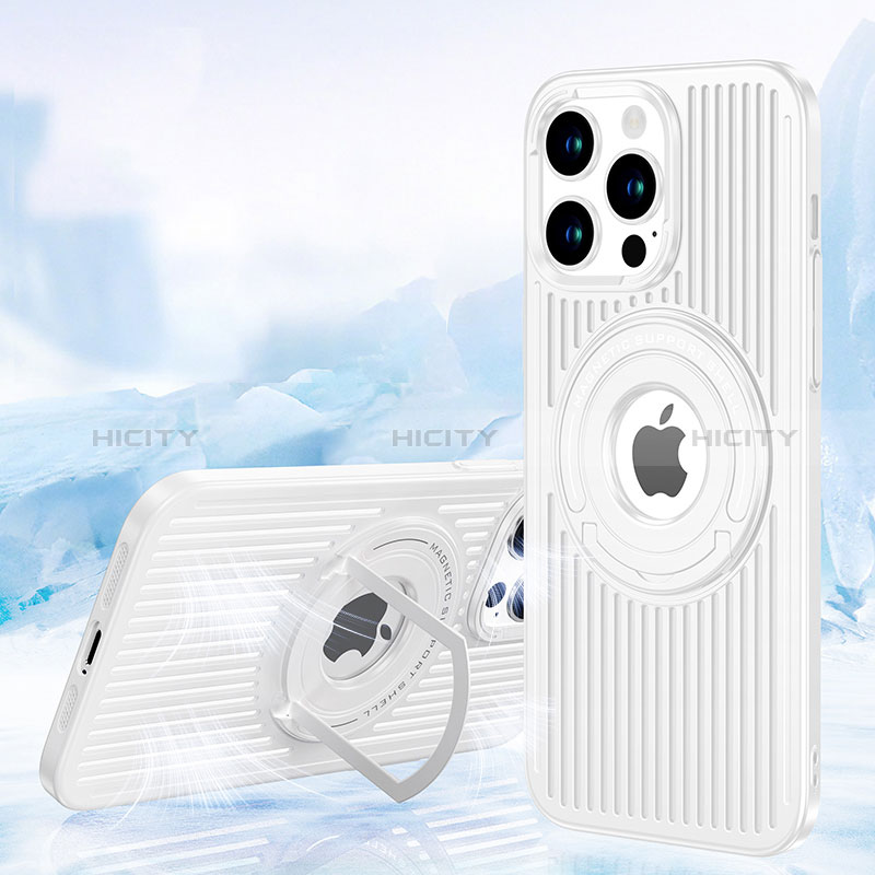 Custodia Silicone Ultra Sottile Morbida Cover con Mag-Safe Magnetic AC1 per Apple iPhone 13 Pro Max Bianco
