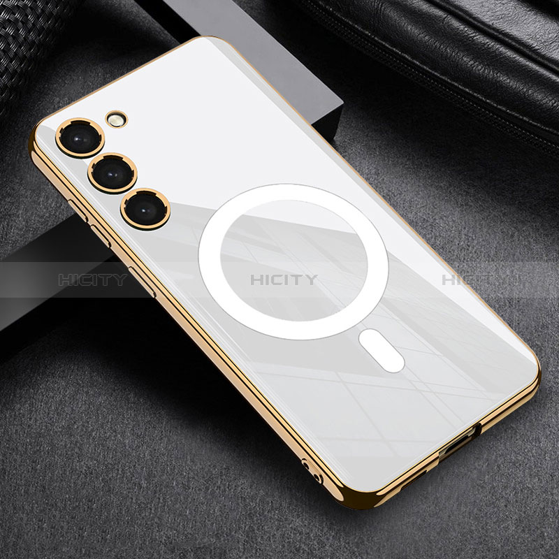 Custodia Silicone Ultra Sottile Morbida Cover con Mag-Safe Magnetic AC1 per Samsung Galaxy S21 5G Bianco
