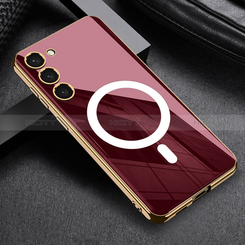 Custodia Silicone Ultra Sottile Morbida Cover con Mag-Safe Magnetic AC1 per Samsung Galaxy S21 5G Rosso