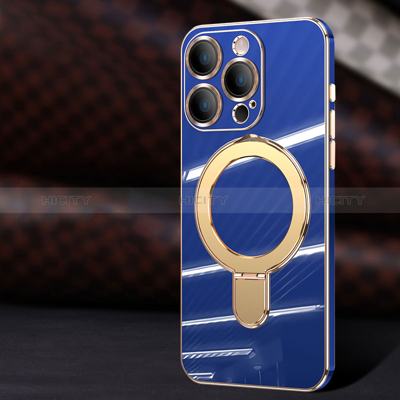 Custodia Silicone Ultra Sottile Morbida Cover con Mag-Safe Magnetic C01 per Apple iPhone 12 Pro Blu