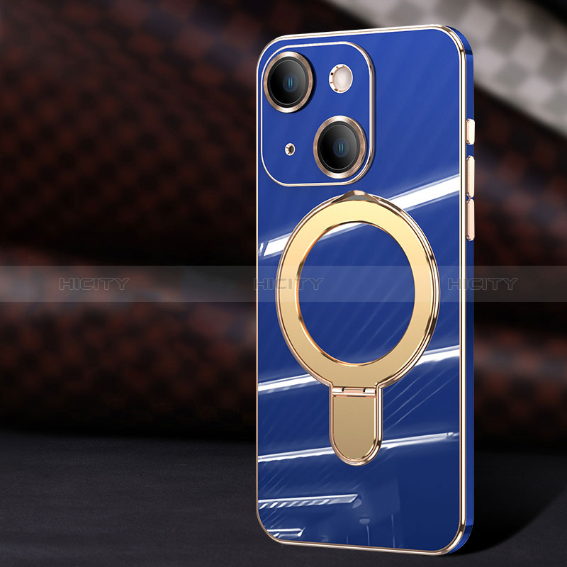 Custodia Silicone Ultra Sottile Morbida Cover con Mag-Safe Magnetic C01 per Apple iPhone 14 Blu