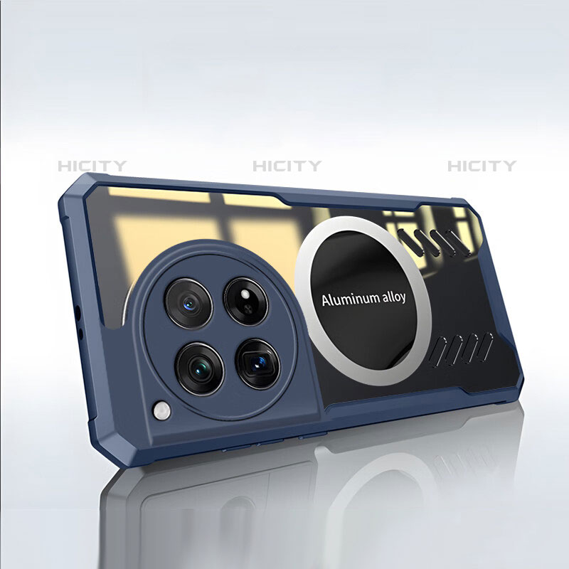 Custodia Silicone Ultra Sottile Morbida Cover con Mag-Safe Magnetic P01 per OnePlus 12 5G Blu