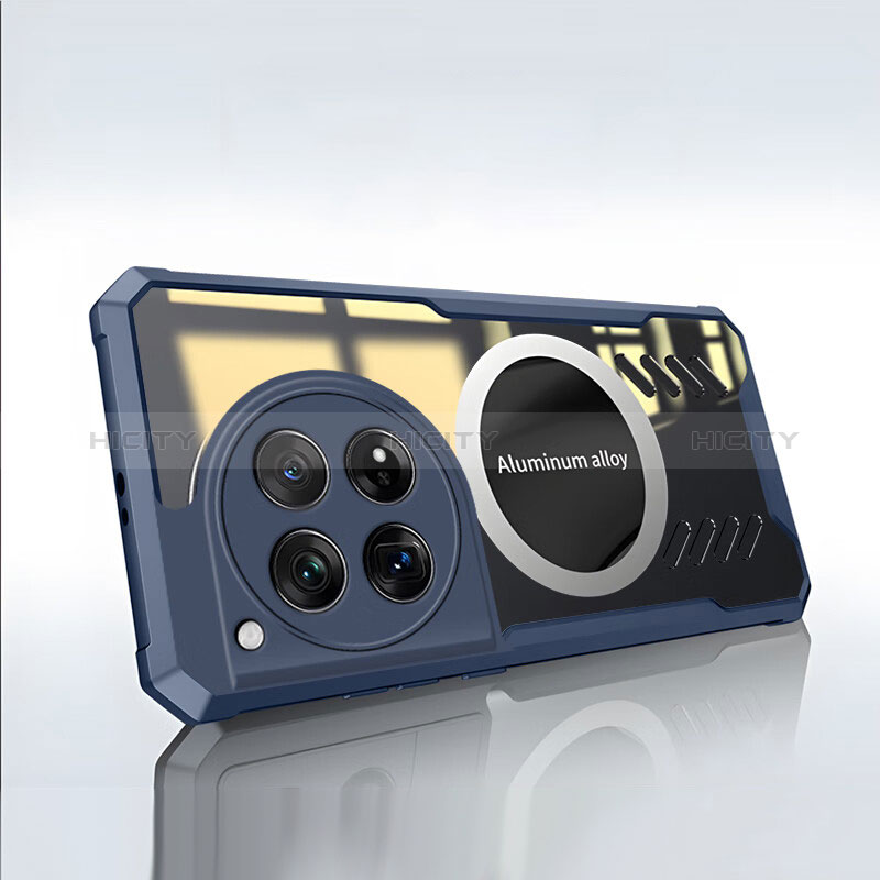 Custodia Silicone Ultra Sottile Morbida Cover con Mag-Safe Magnetic P01 per OnePlus 12R 5G Blu
