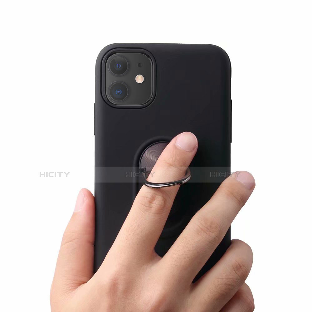 Custodia Silicone Ultra Sottile Morbida Cover con Magnetico Anello Supporto A01 per Apple iPhone 11