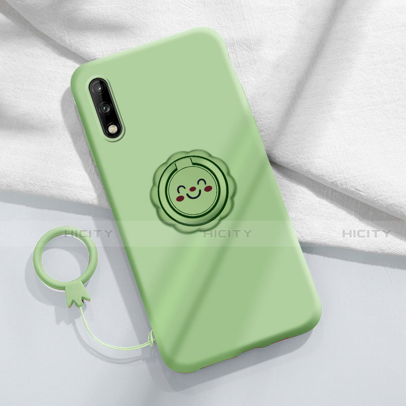 Custodia Silicone Ultra Sottile Morbida Cover con Magnetico Anello Supporto A01 per Huawei Enjoy 10