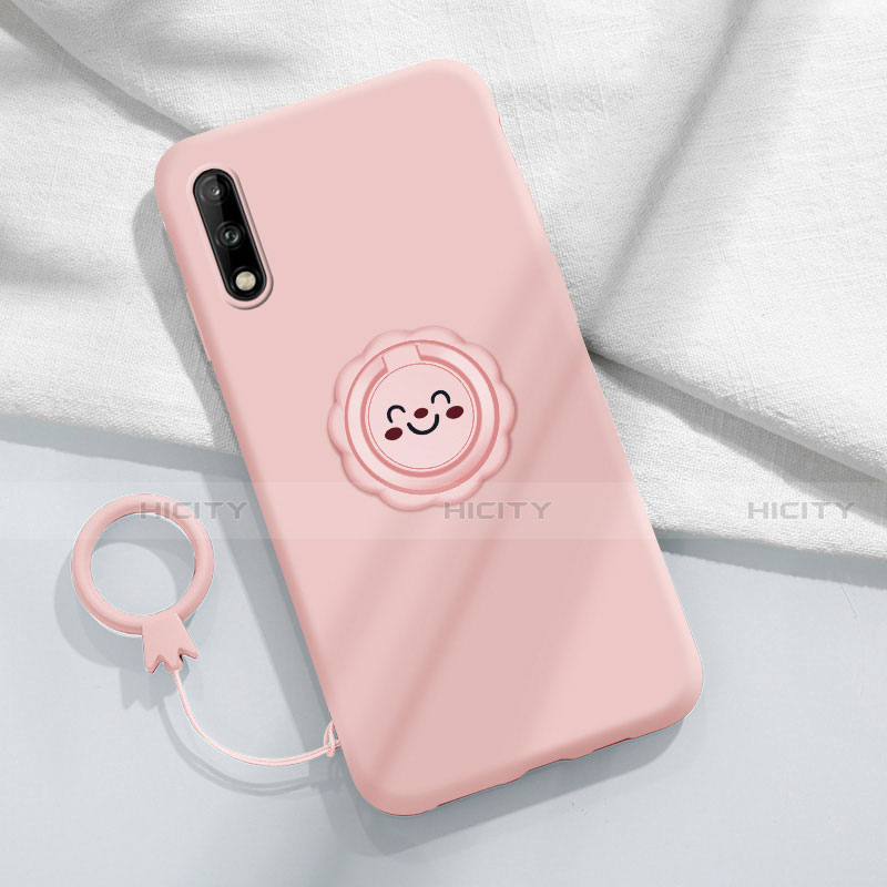 Custodia Silicone Ultra Sottile Morbida Cover con Magnetico Anello Supporto A01 per Huawei Enjoy 10