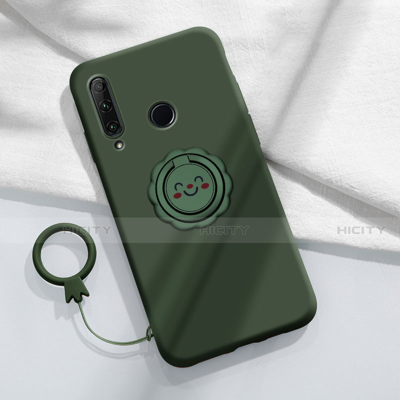 Custodia Silicone Ultra Sottile Morbida Cover con Magnetico Anello Supporto A01 per Huawei Enjoy 10 Plus