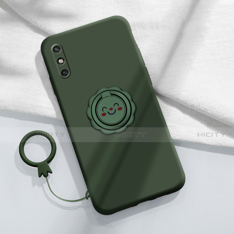 Custodia Silicone Ultra Sottile Morbida Cover con Magnetico Anello Supporto A01 per Huawei Enjoy 10e