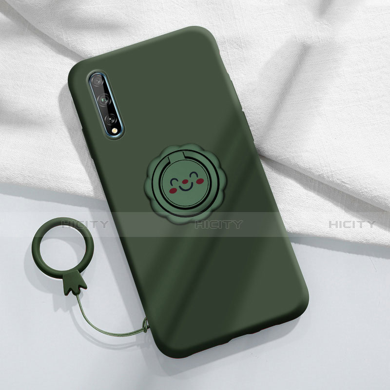 Custodia Silicone Ultra Sottile Morbida Cover con Magnetico Anello Supporto A01 per Huawei Enjoy 10S
