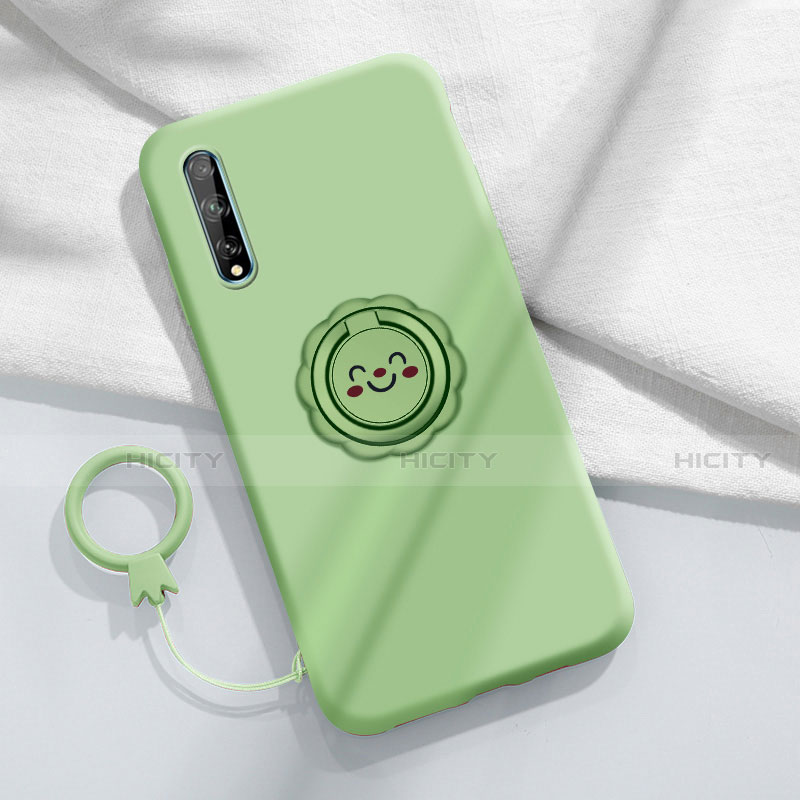 Custodia Silicone Ultra Sottile Morbida Cover con Magnetico Anello Supporto A01 per Huawei Enjoy 10S