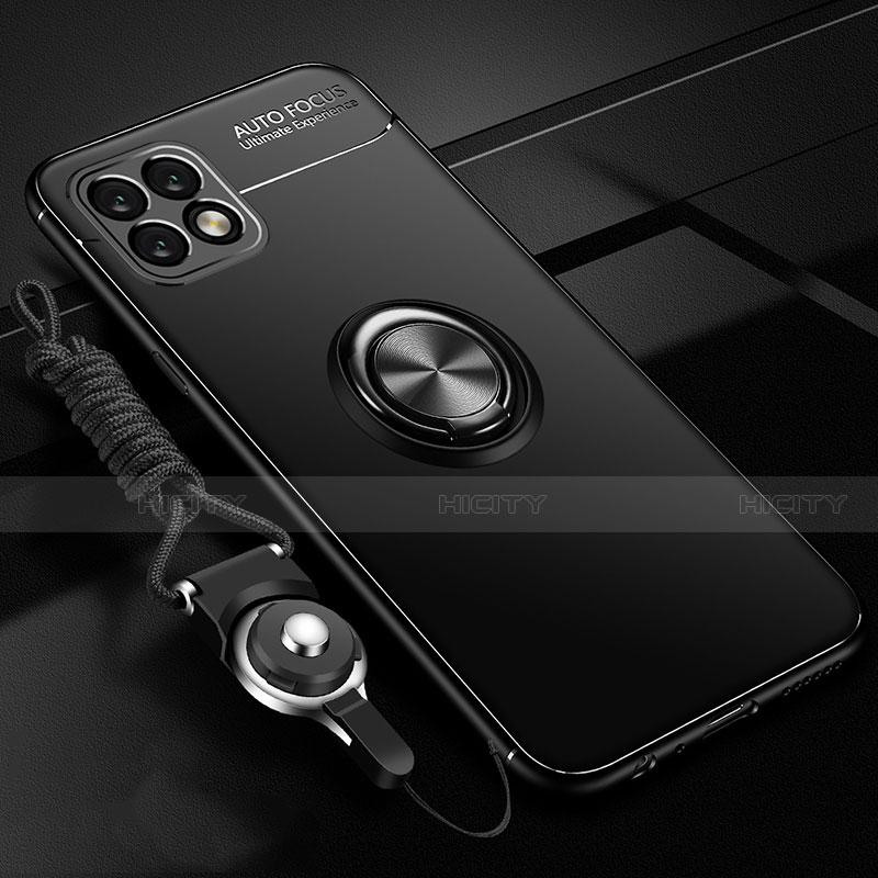 Custodia Silicone Ultra Sottile Morbida Cover con Magnetico Anello Supporto A01 per Huawei Enjoy 20 5G Nero