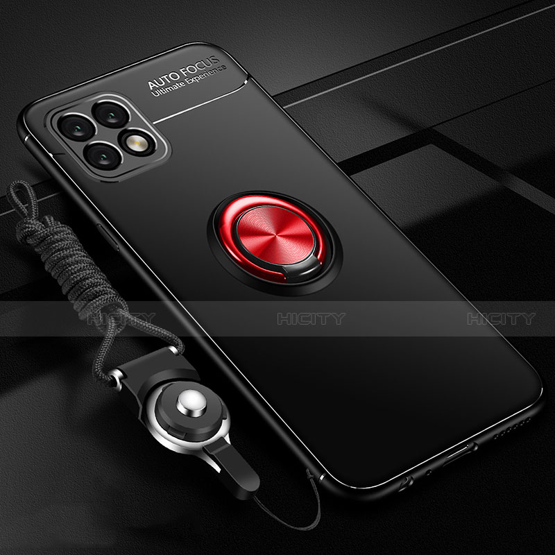 Custodia Silicone Ultra Sottile Morbida Cover con Magnetico Anello Supporto A01 per Huawei Enjoy 20 5G Rosso e Nero