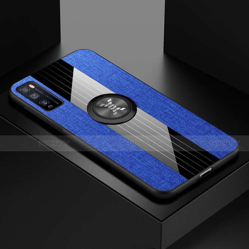 Custodia Silicone Ultra Sottile Morbida Cover con Magnetico Anello Supporto A01 per Huawei Enjoy Z 5G Blu