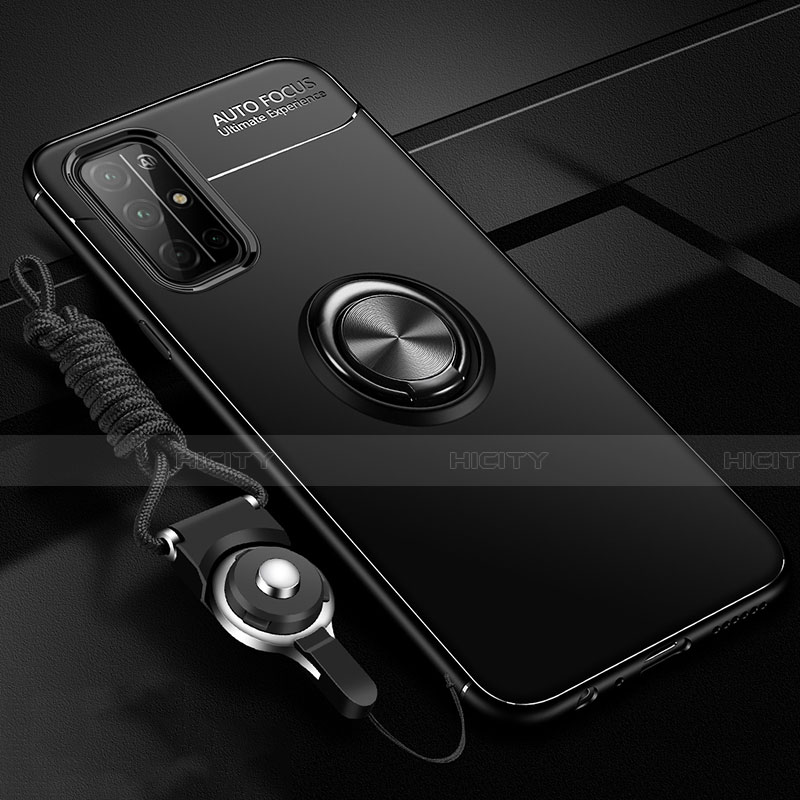 Custodia Silicone Ultra Sottile Morbida Cover con Magnetico Anello Supporto A01 per Huawei Honor 30S Nero