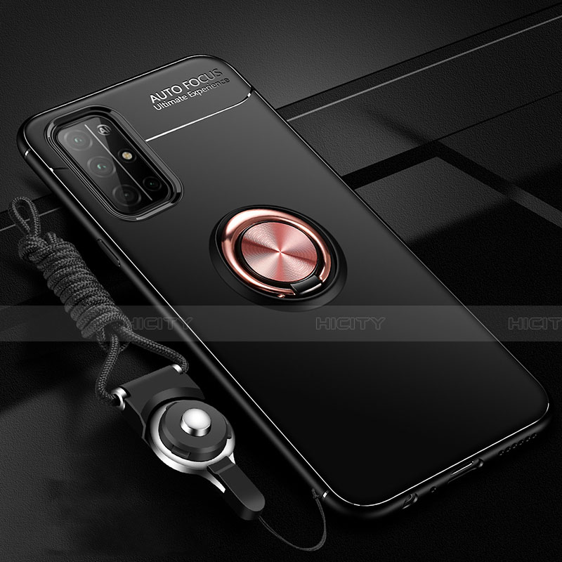 Custodia Silicone Ultra Sottile Morbida Cover con Magnetico Anello Supporto A01 per Huawei Honor 30S Oro e Nero