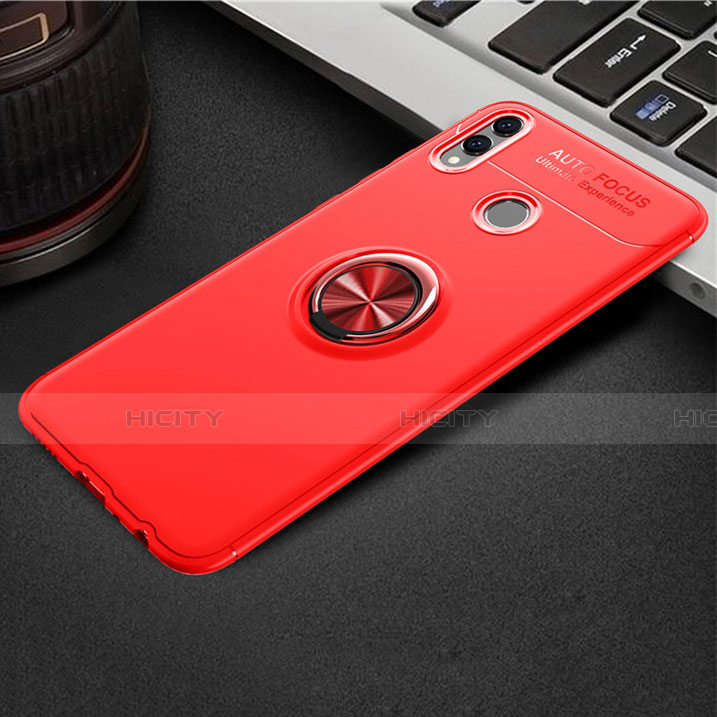 Custodia Silicone Ultra Sottile Morbida Cover con Magnetico Anello Supporto A01 per Huawei Honor 8X Rosso