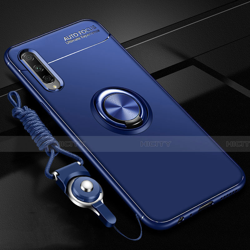 Custodia Silicone Ultra Sottile Morbida Cover con Magnetico Anello Supporto A01 per Huawei Honor 9X Pro Blu
