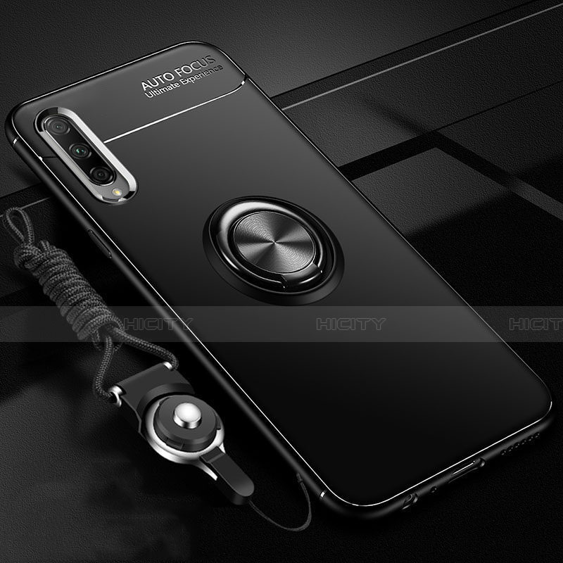 Custodia Silicone Ultra Sottile Morbida Cover con Magnetico Anello Supporto A01 per Huawei Honor 9X Pro Nero