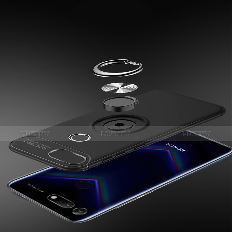 Custodia Silicone Ultra Sottile Morbida Cover con Magnetico Anello Supporto A01 per Huawei Honor V20