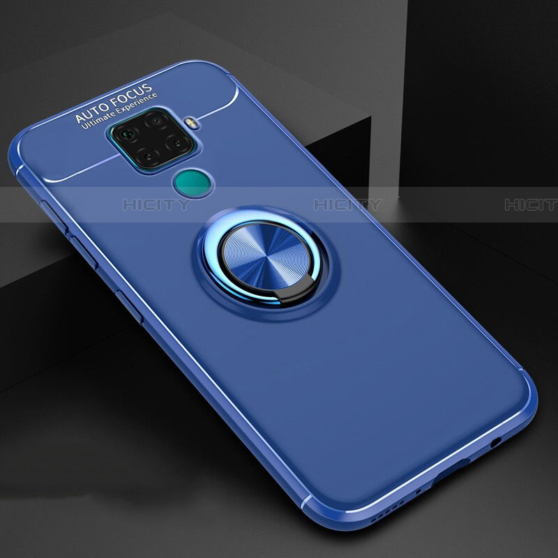 Custodia Silicone Ultra Sottile Morbida Cover con Magnetico Anello Supporto A01 per Huawei Mate 30 Lite Blu