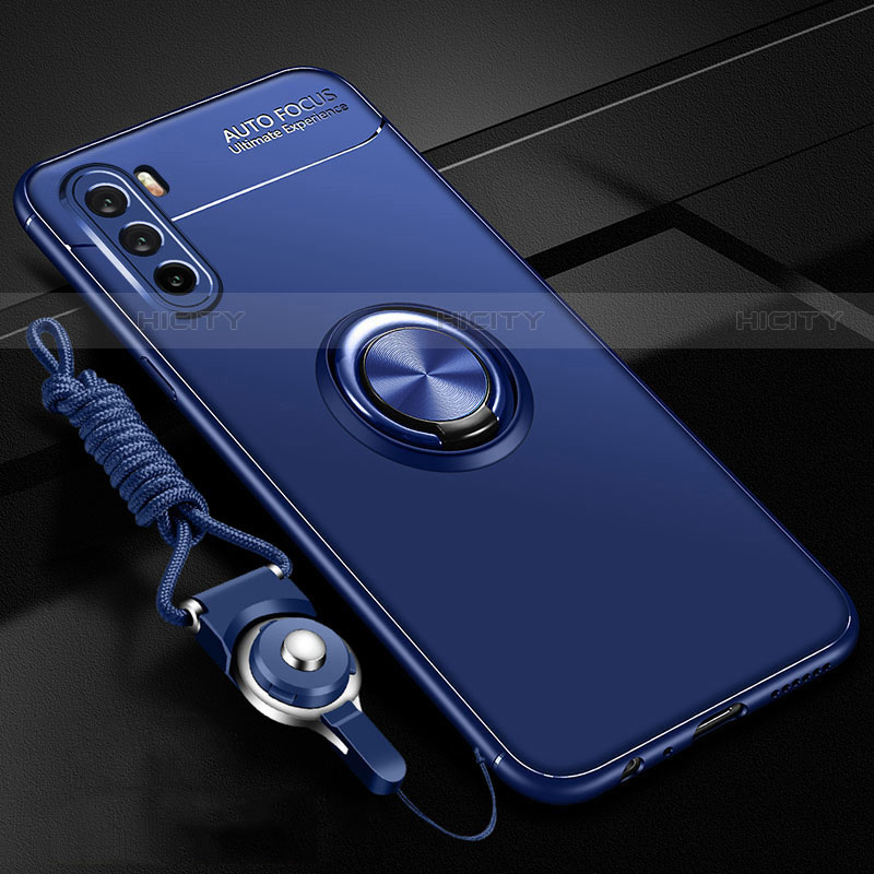 Custodia Silicone Ultra Sottile Morbida Cover con Magnetico Anello Supporto A01 per Huawei Mate 40 Lite 5G Blu