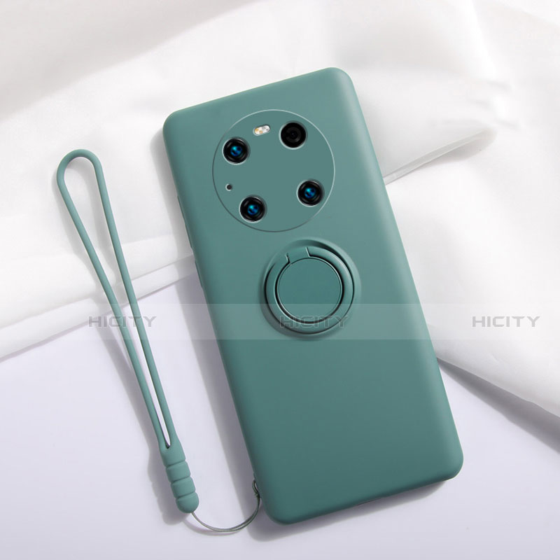 Custodia Silicone Ultra Sottile Morbida Cover con Magnetico Anello Supporto A01 per Huawei Mate 40 Pro Verde Notte