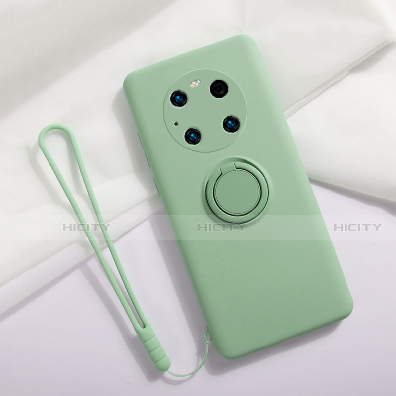 Custodia Silicone Ultra Sottile Morbida Cover con Magnetico Anello Supporto A01 per Huawei Mate 40 Pro Verde Pastello