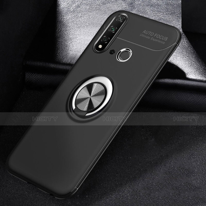 Custodia Silicone Ultra Sottile Morbida Cover con Magnetico Anello Supporto A01 per Huawei P20 Lite (2019)