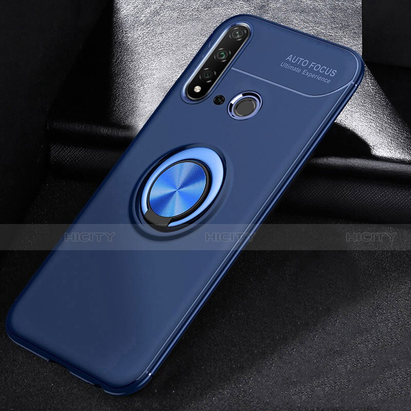 Custodia Silicone Ultra Sottile Morbida Cover con Magnetico Anello Supporto A01 per Huawei P20 Lite (2019) Blu