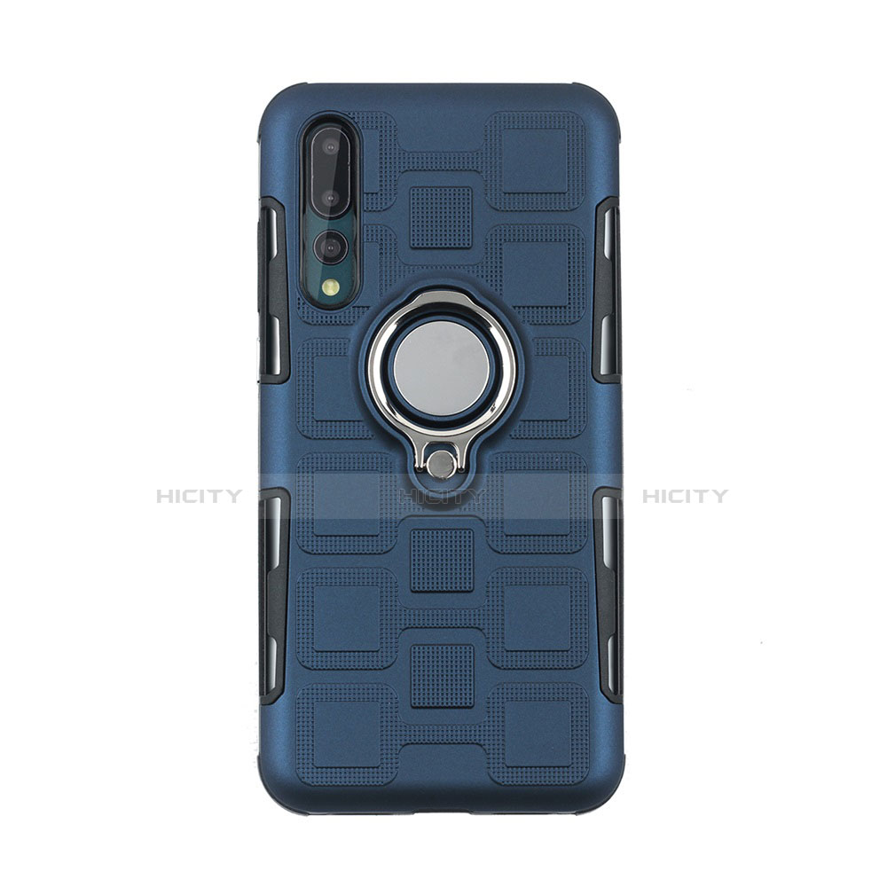 Custodia Silicone Ultra Sottile Morbida Cover con Magnetico Anello Supporto A01 per Huawei P20 Pro