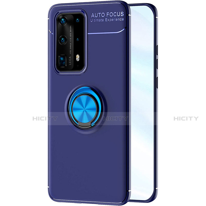 Custodia Silicone Ultra Sottile Morbida Cover con Magnetico Anello Supporto A01 per Huawei P40 Pro+ Plus