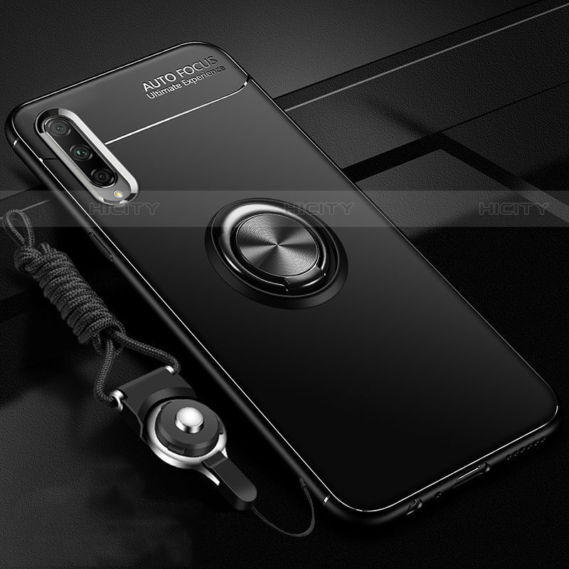 Custodia Silicone Ultra Sottile Morbida Cover con Magnetico Anello Supporto A01 per Huawei Y9s Nero