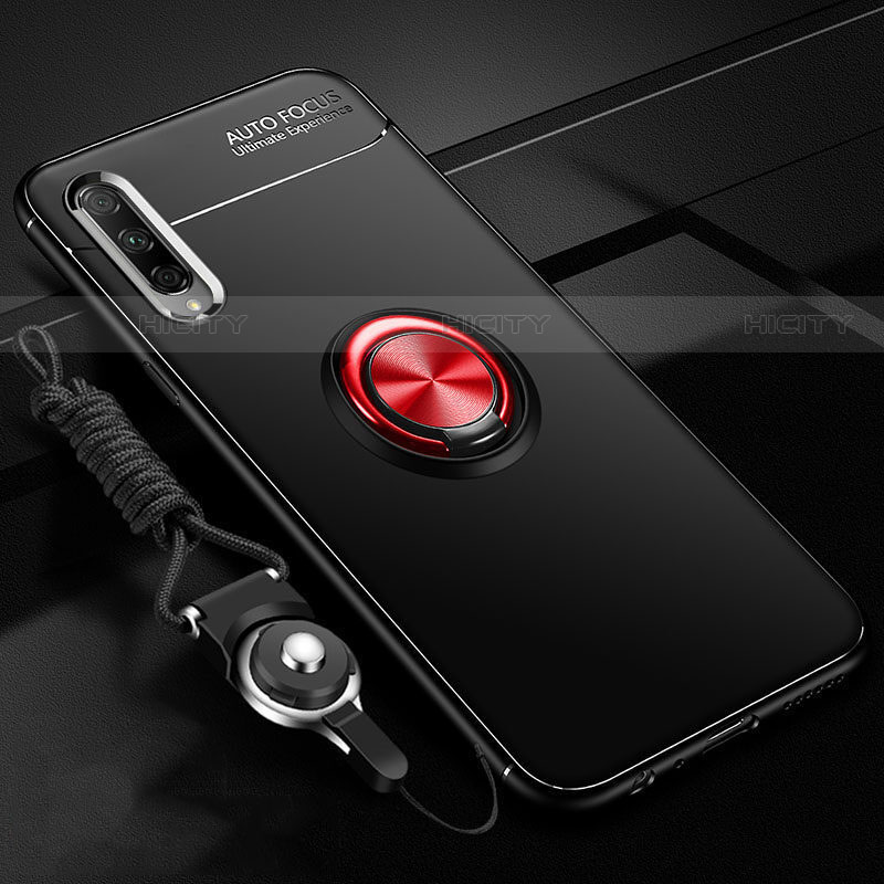 Custodia Silicone Ultra Sottile Morbida Cover con Magnetico Anello Supporto A01 per Huawei Y9s Rosso e Nero