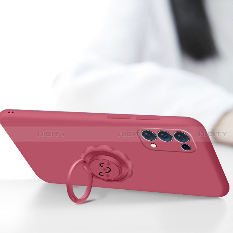 Custodia Silicone Ultra Sottile Morbida Cover con Magnetico Anello Supporto A01 per Oppo Find X3 Lite 5G