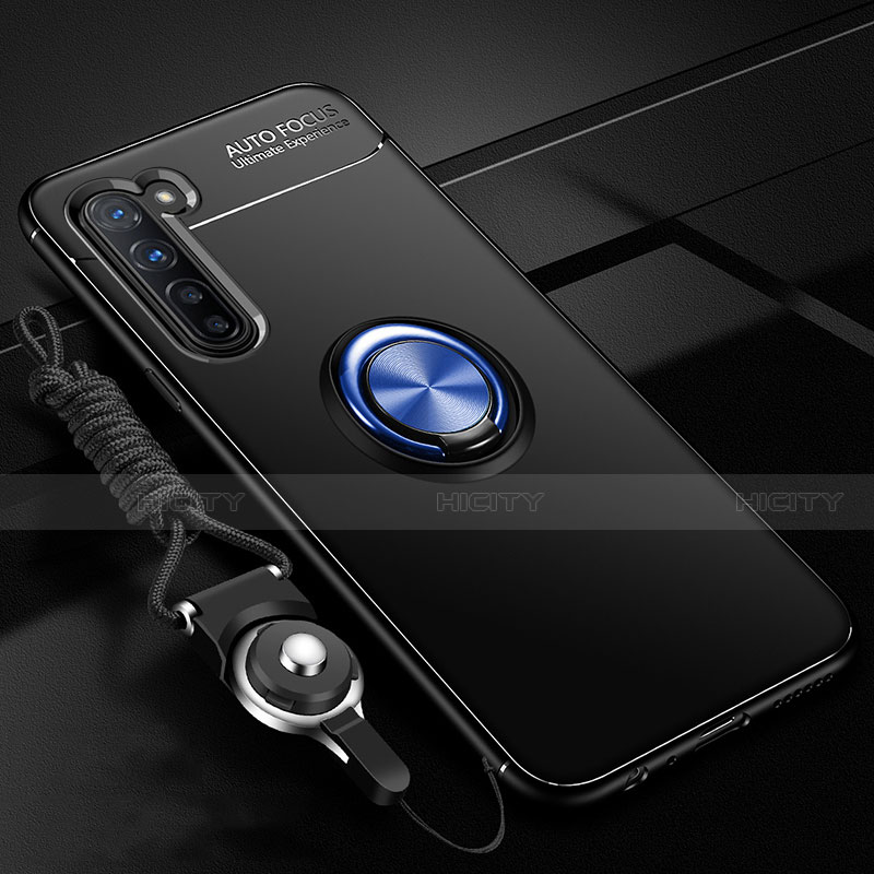 Custodia Silicone Ultra Sottile Morbida Cover con Magnetico Anello Supporto A01 per Oppo K7 5G Blu e Nero
