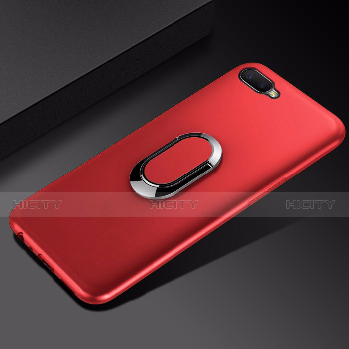 Custodia Silicone Ultra Sottile Morbida Cover con Magnetico Anello Supporto A01 per Oppo R17 Neo Rosso