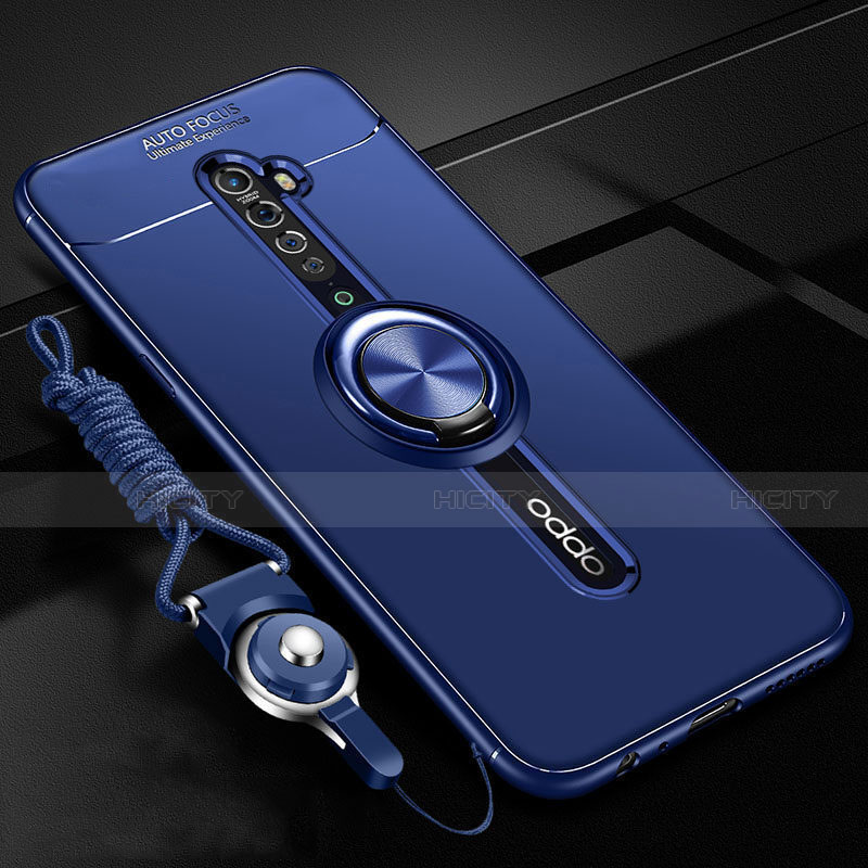 Custodia Silicone Ultra Sottile Morbida Cover con Magnetico Anello Supporto A01 per Oppo Reno2