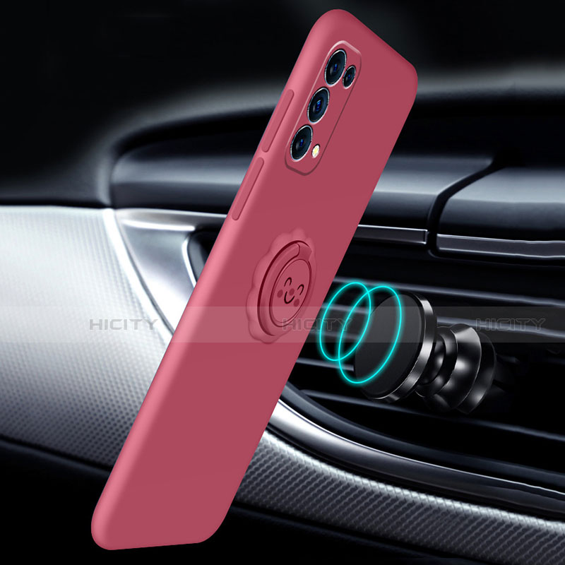 Custodia Silicone Ultra Sottile Morbida Cover con Magnetico Anello Supporto A01 per Oppo Reno5 Pro 5G