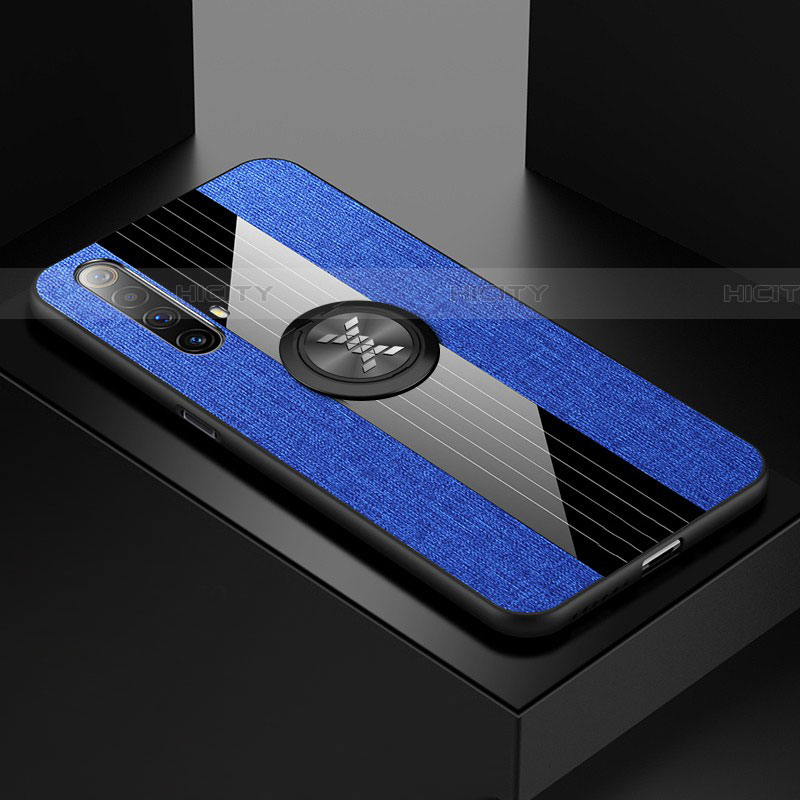 Custodia Silicone Ultra Sottile Morbida Cover con Magnetico Anello Supporto A01 per Realme X3 SuperZoom Blu