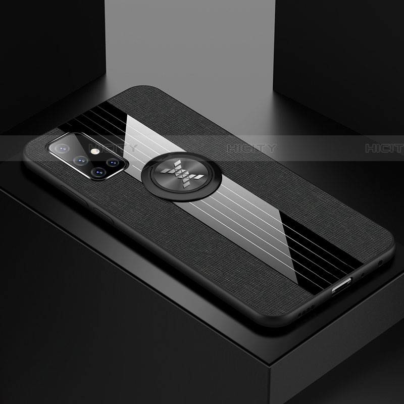 Custodia Silicone Ultra Sottile Morbida Cover con Magnetico Anello Supporto A01 per Samsung Galaxy A71 5G Nero