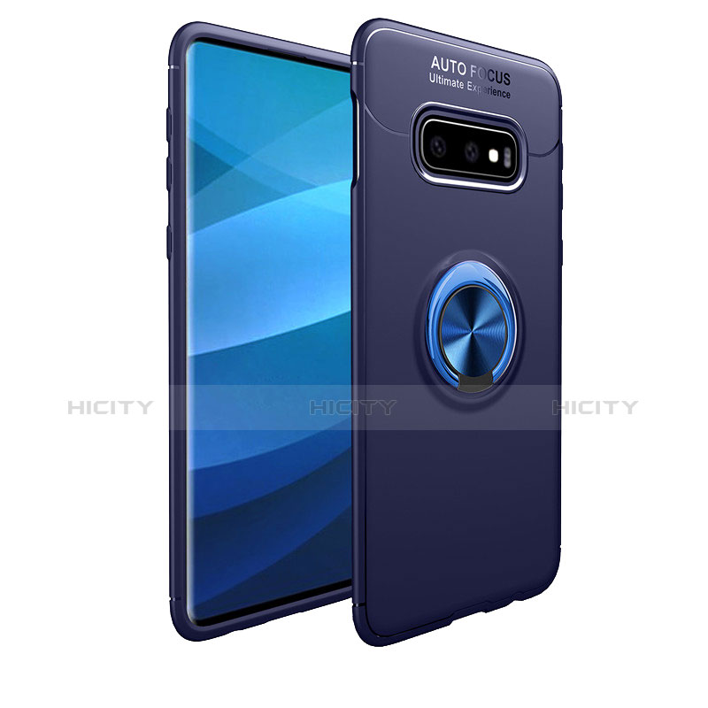 Custodia Silicone Ultra Sottile Morbida Cover con Magnetico Anello Supporto A01 per Samsung Galaxy S10e Blu