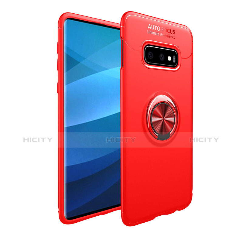 Custodia Silicone Ultra Sottile Morbida Cover con Magnetico Anello Supporto A01 per Samsung Galaxy S10e Rosso