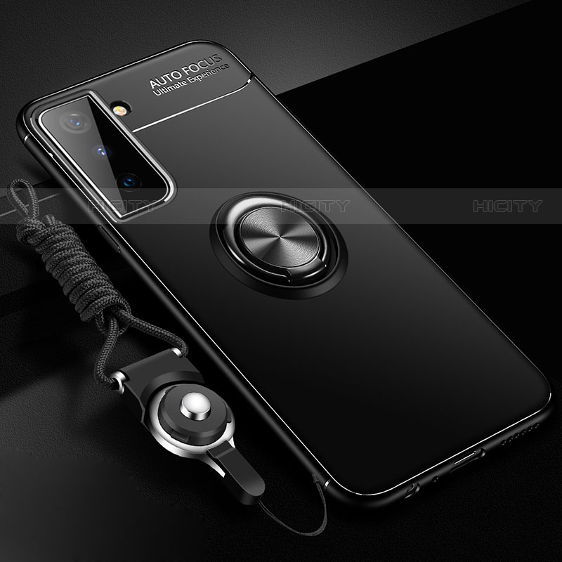 Custodia Silicone Ultra Sottile Morbida Cover con Magnetico Anello Supporto A01 per Samsung Galaxy S22 5G Nero