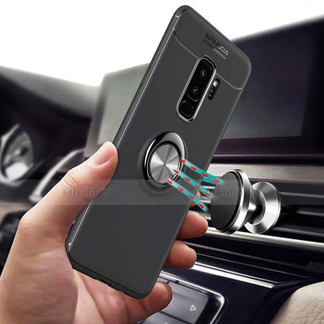 Custodia Silicone Ultra Sottile Morbida Cover con Magnetico Anello Supporto A01 per Samsung Galaxy S9 Plus