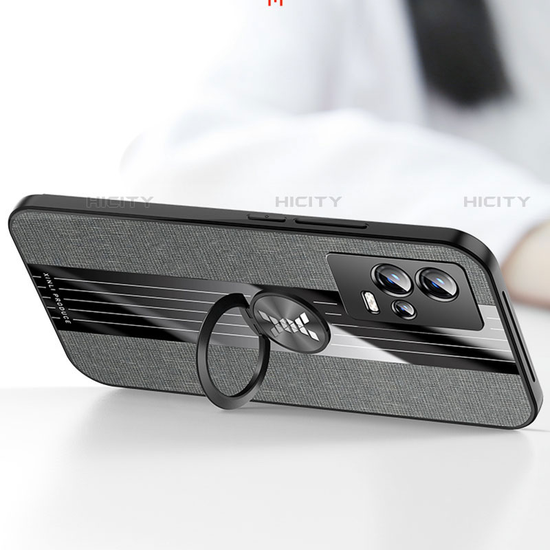 Custodia Silicone Ultra Sottile Morbida Cover con Magnetico Anello Supporto A01 per Vivo iQOO 8 5G