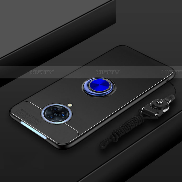 Custodia Silicone Ultra Sottile Morbida Cover con Magnetico Anello Supporto A01 per Vivo Nex 3 5G Blu e Nero