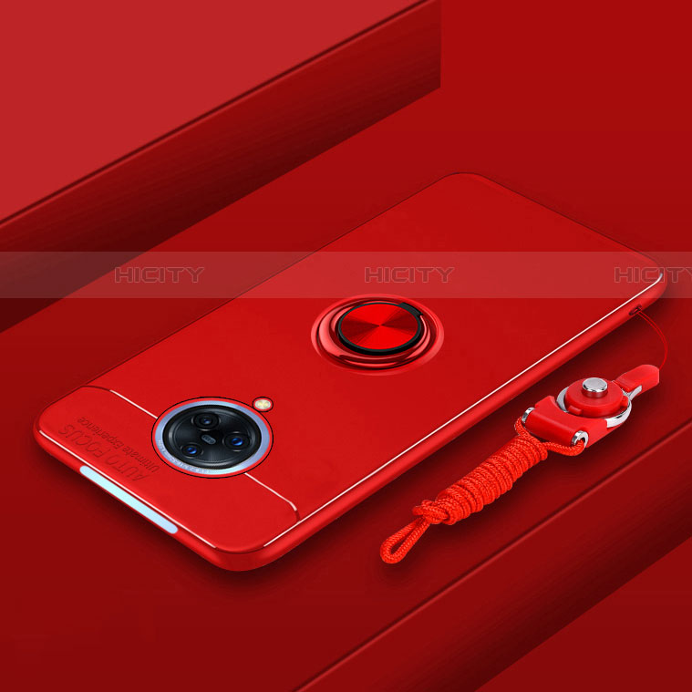 Custodia Silicone Ultra Sottile Morbida Cover con Magnetico Anello Supporto A01 per Vivo Nex 3 5G Rosso