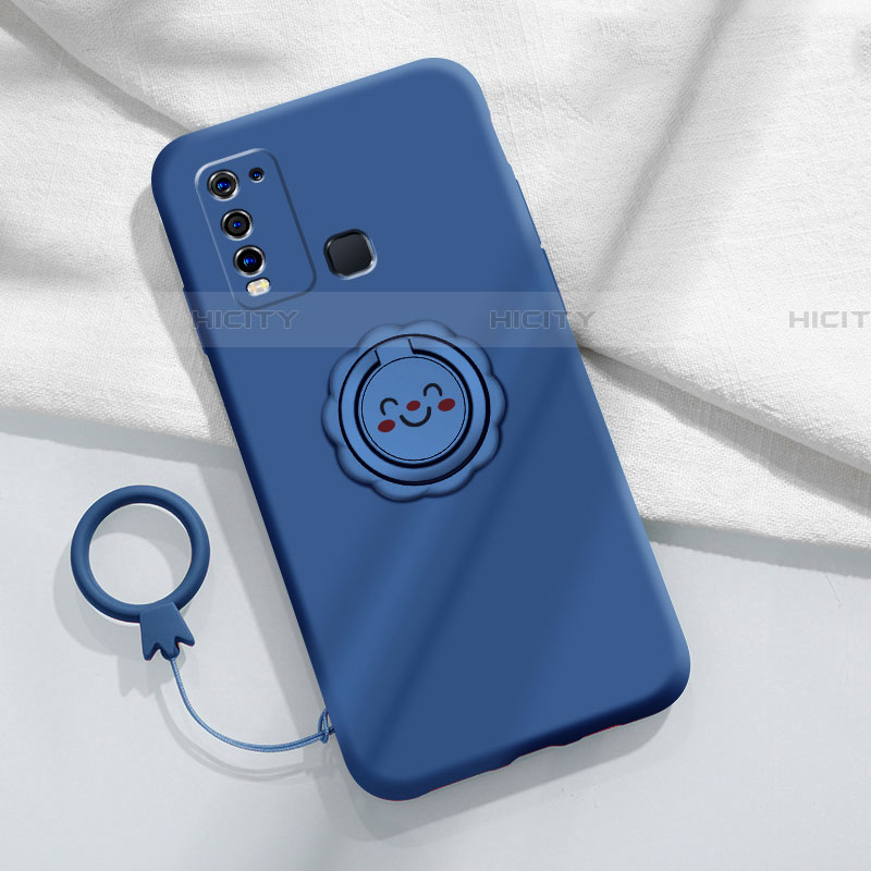 Custodia Silicone Ultra Sottile Morbida Cover con Magnetico Anello Supporto A01 per Vivo Y50